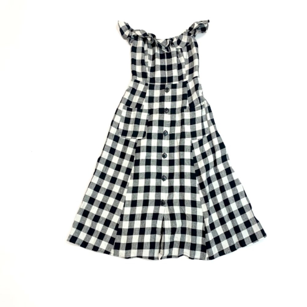 Reformation Black and White Gingham Midi Dress
